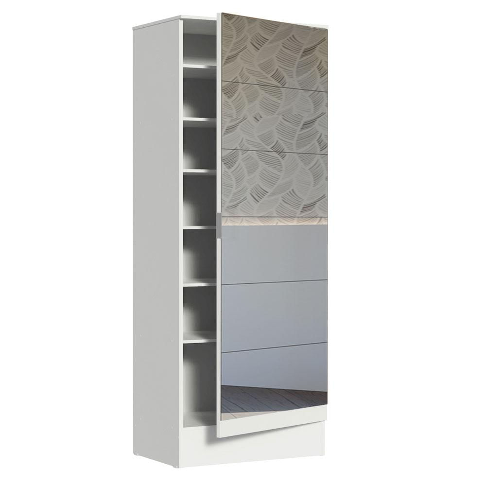 Encontraproduto.com.br - Sapateira Armário Multiuso Madesa Isis 1 Porta com Espelhos Branco