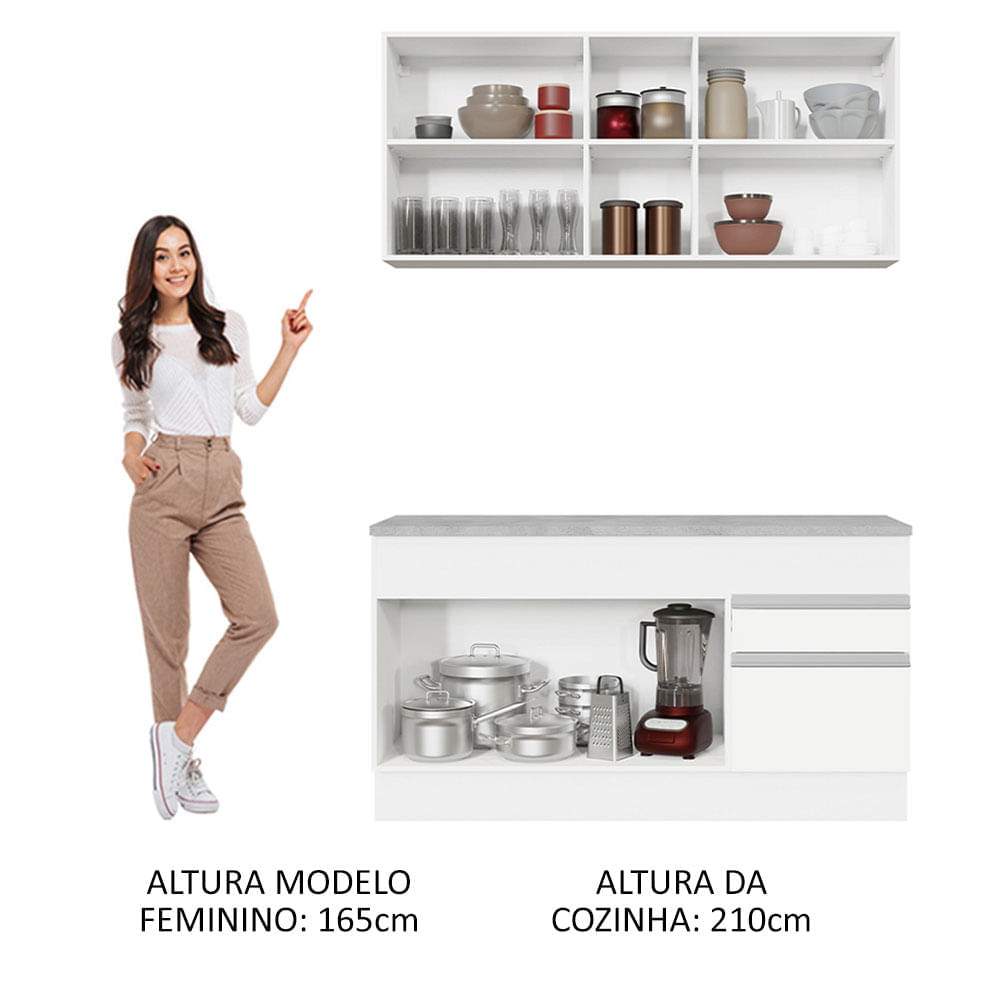 Encontraproduto.com.br - Armário de Cozinha Compacta 150cm Branco Glamy Madesa 01