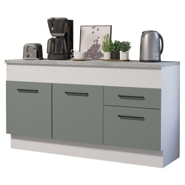 Encontraproduto.com.br - Balcão de Pia Madesa Agata 150 cm 2 Portas e 2 Gavetas (Com Tampo) Branco/Cinza