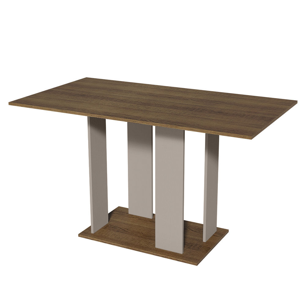 Mesa de Jantar Retangular com Tampo de Madeira Rustic/Crema 5327 Madesa XP