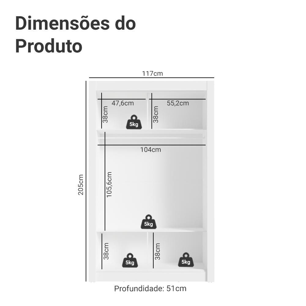 Encontraproduto.com.br - Conjunto Quarto Infantil com Guarda Roupa 2 Portas com Espelho e Cômoda Madesa​