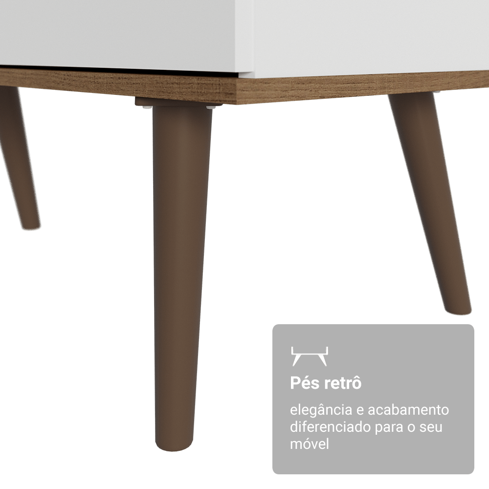 Encontraproduto.com.br - Kit 2 Peças com Escrivaninha em L 3 Gavetas e Armário Multiuso com Vidro Rustic/Branco Madesa