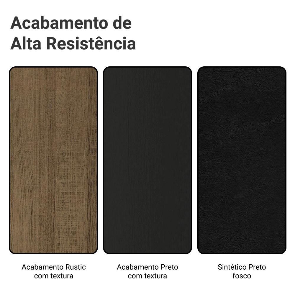 Encontraproduto.com.br - Conjunto Sala de Jantar Mesa Tampo de Vidro 8 Cadeiras Rustic/Preto Justine Madesa