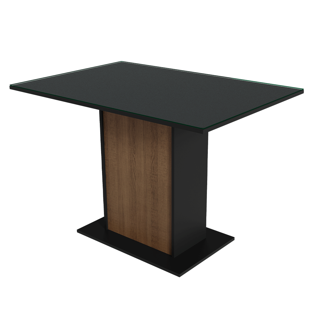 Encontraproduto.com.br - Conjunto Sala de Jantar Mesa Tampo de Vidro 4 Cadeiras Preto/Rustic Martina Madesa