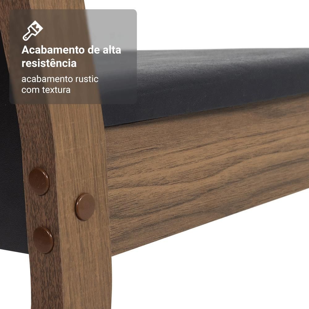 Encontraproduto.com.br - Conjunto Sala de Jantar Mesa Tampo de Vidro 4 Cadeiras Rustic/Preto Martina Madesa
