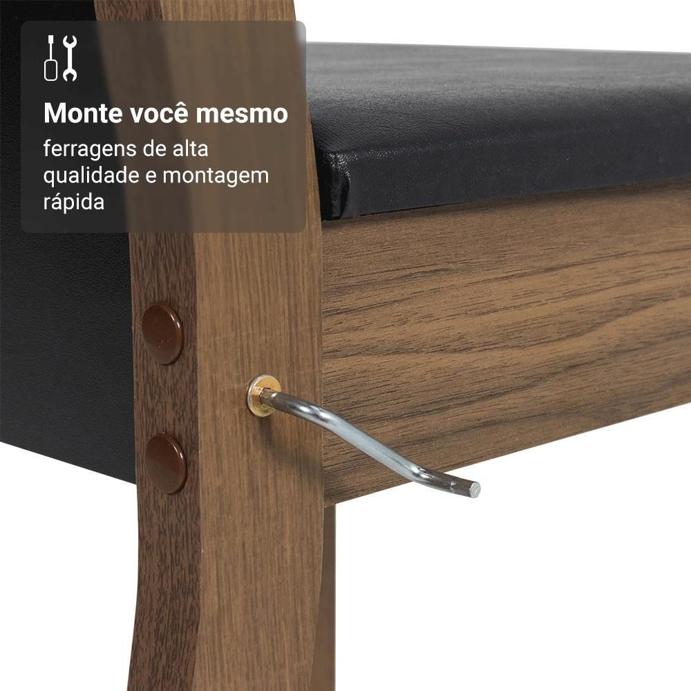 Encontraproduto.com.br - Conjunto Sala de Jantar Mesa Tampo de Vidro 4 Cadeiras Rustic/Preto Martina Madesa