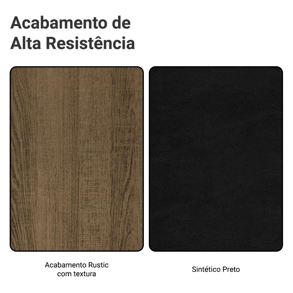 Encontraproduto.com.br - Conjunto Sala de Jantar Mesa Tampo de Vidro 4 Cadeiras Rustic/Preto Camélia Madesa