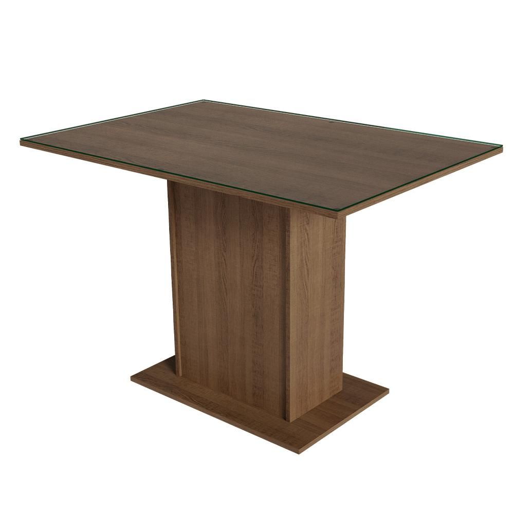 Encontraproduto.com.br - Conjunto Sala de Jantar Mesa Tampo de Vidro 4 Cadeiras Rustic/Lírio Bege Camélia Madesa