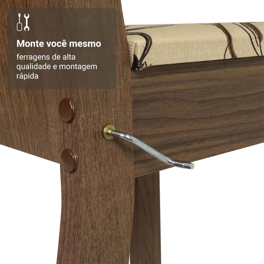 Encontraproduto.com.br - Conjunto Sala de Jantar Mesa Tampo de Vidro 4 Cadeiras Rustic/Lírio Bege Camélia Madesa