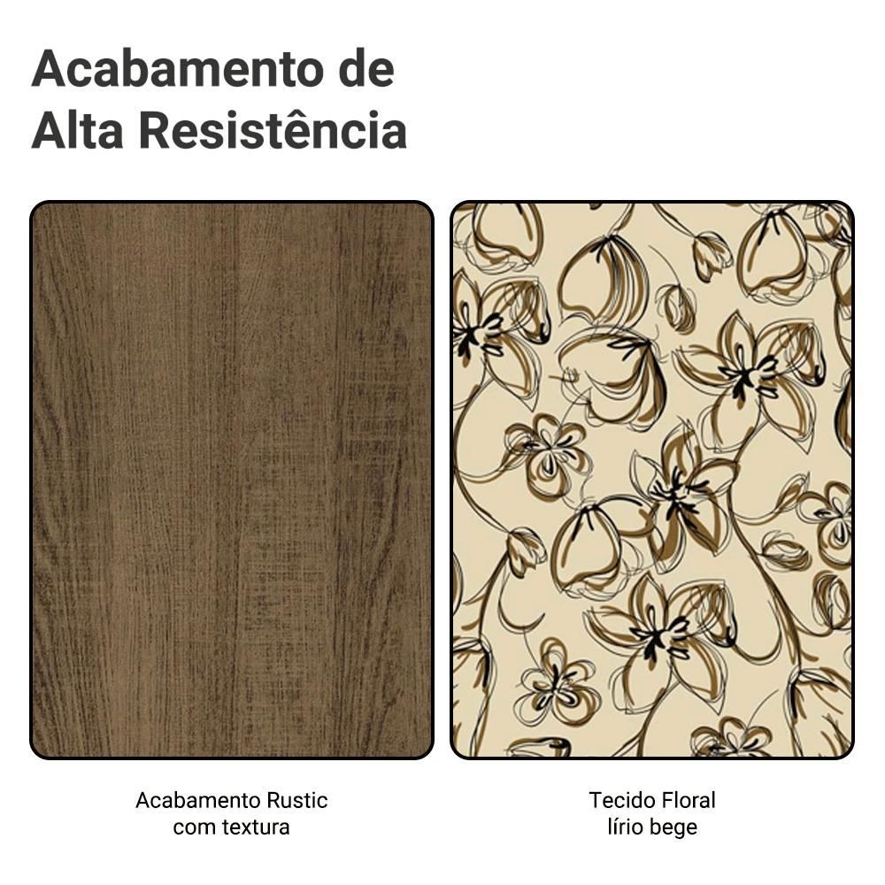 Encontraproduto.com.br - Conjunto Sala de Jantar Mesa Tampo de Vidro 4 Cadeiras Rustic/Lírio Bege Camélia Madesa