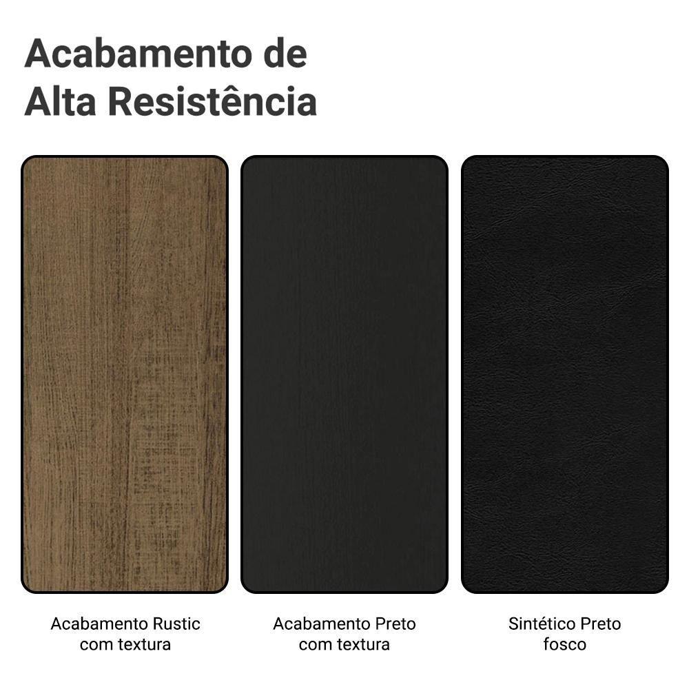 Encontraproduto.com.br - Conjunto Sala de Jantar Mesa Tampo de Vidro 4 Cadeiras Preto/Rustic Camélia Madesa