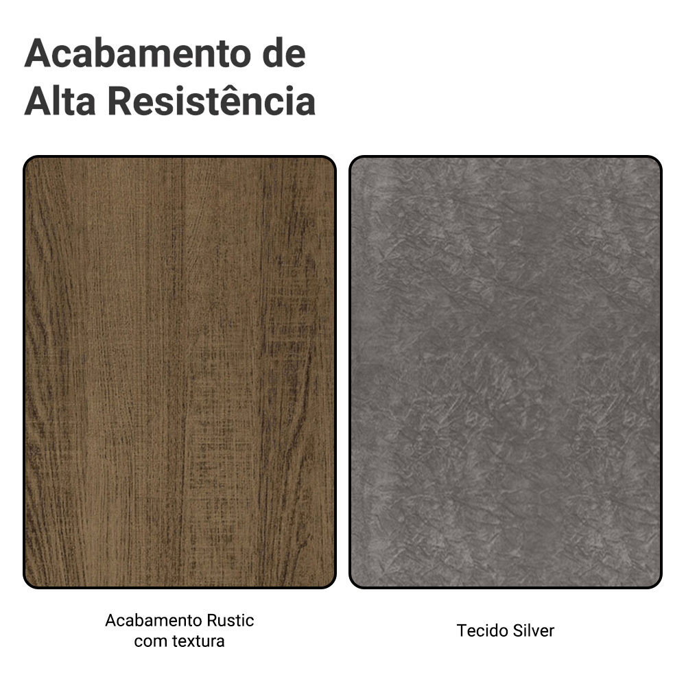 Encontraproduto.com.br - Conjunto Sala de Jantar Mesa Tampo de Vidro 6 Cadeiras Rustic/Silver Odara Madesa