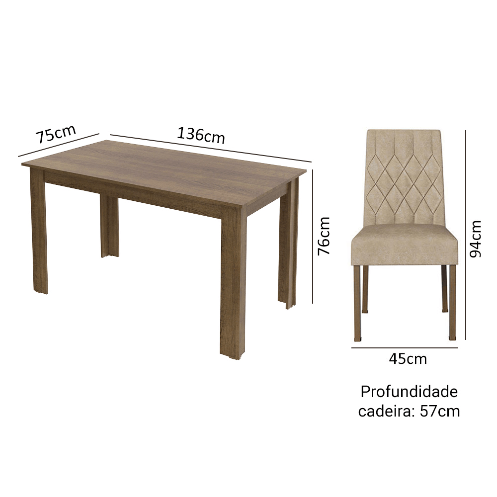 Encontraproduto.com.br - Conjunto Sala de Jantar Mesa Tampo de Madeira 6 Cadeiras Rustic/Imperial Allegro Madesa