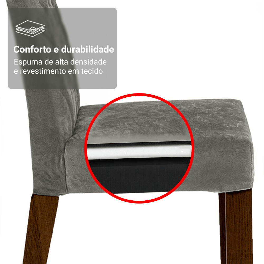 Encontraproduto.com.br - Conjunto Sala de Jantar Mesa Tampo de Madeira 6 Cadeiras Rustic/Silver Allegro Madesa