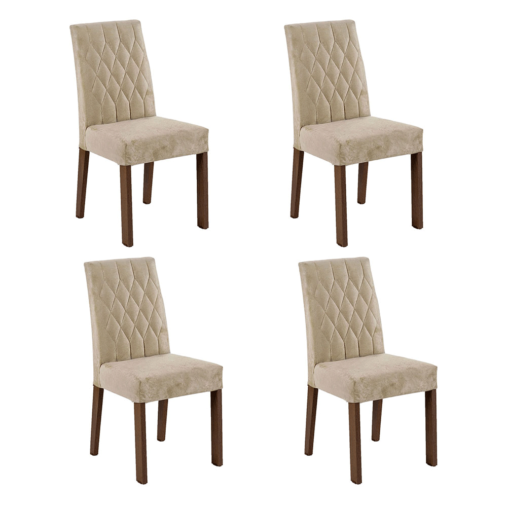 Encontraproduto.com.br - Conjunto Sala de Jantar Mesa Tampo de Vidro 4 Cadeiras Rustic/Imperial Reale Madesa