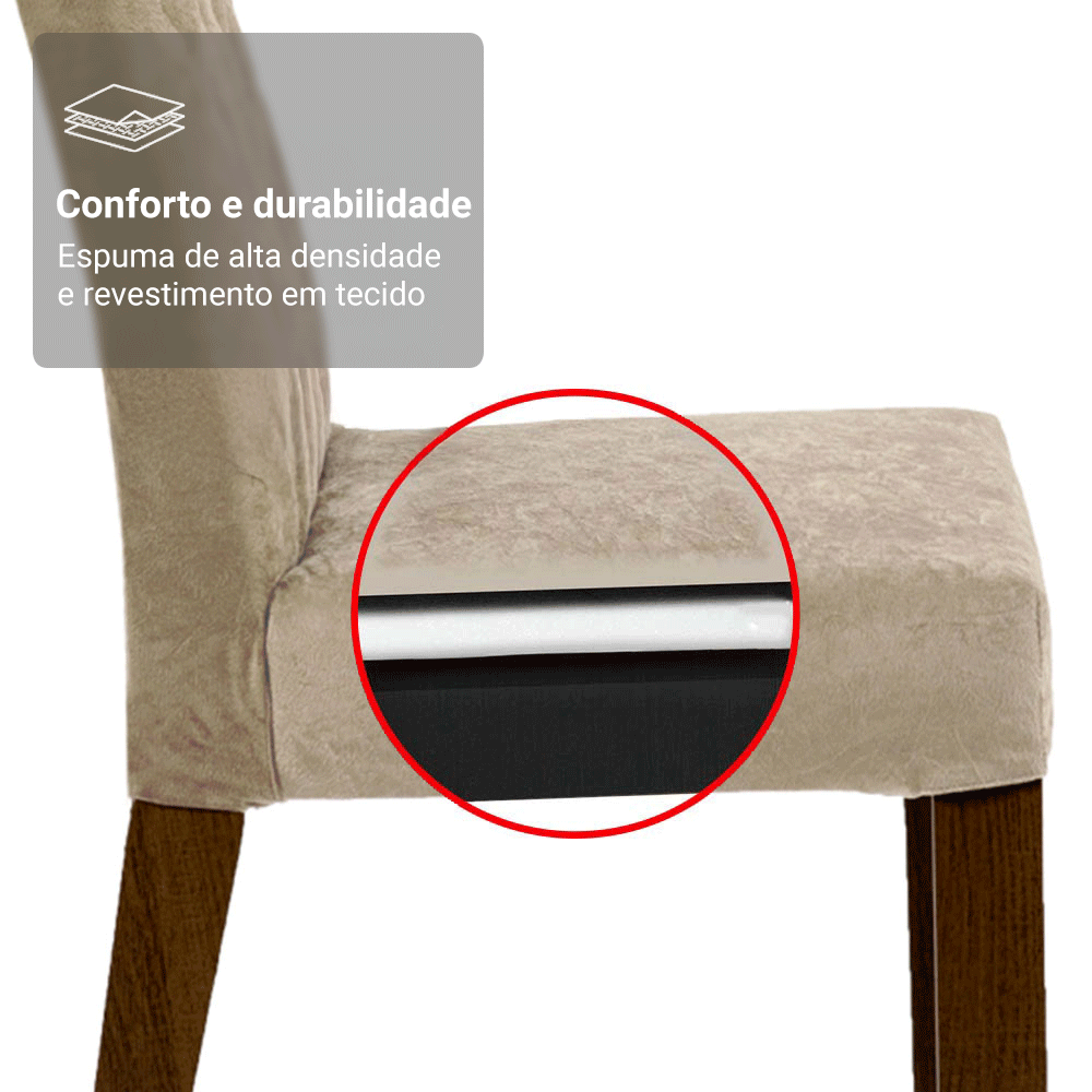 Encontraproduto.com.br - Conjunto Sala de Jantar Mesa Tampo de Vidro 4 Cadeiras Rustic/Imperial Reale Madesa