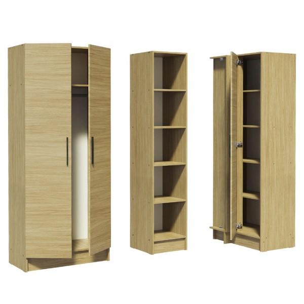 Encontraproduto.com.br - Guarda-Roupa Modulado de Canto Madesa Nilo 261002 com 3 Peças Carvalho