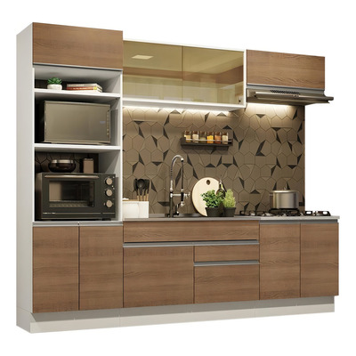 Armário de Cozinha Completa 270cm Branco Rustic Glamy Madesa 10
