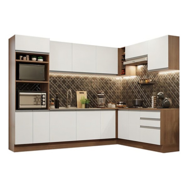 Encontraproduto.com.br - Armário de Cozinha Completa de Canto 479cm Rustic Branco Glamy Madesa 01
