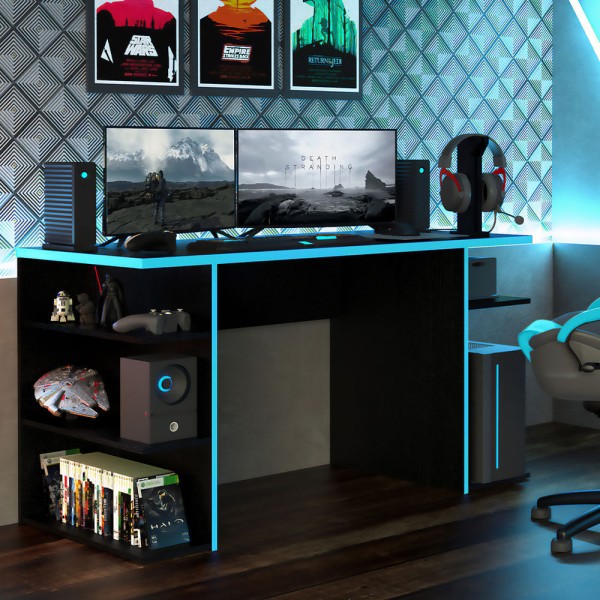 Encontraproduto.com.br - Mesa para Computador Gamer Madesa 9409 Preto/Azul