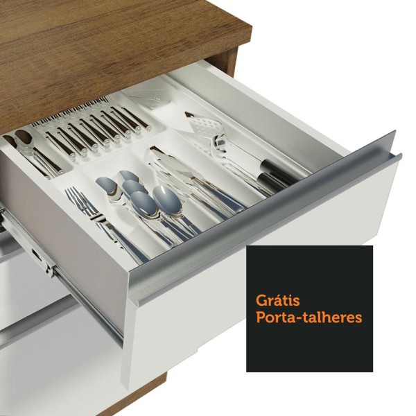 Encontraproduto.com.br - Cozinha Completa de Canto Madesa Glamy 459001 com Armário e Balcão (Sem Tampo e Pia) - Rustic/Branco