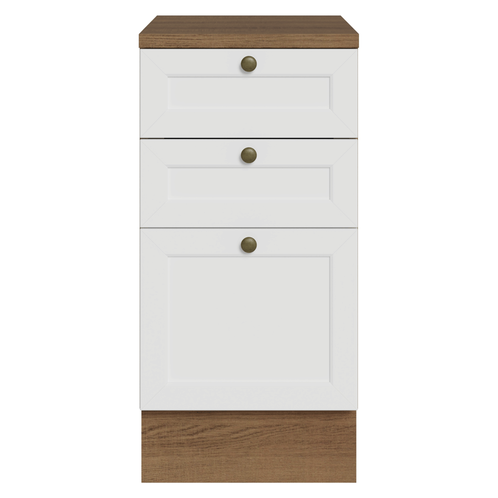 Encontraproduto.com.br - Balcão de Cozinha 40 x 60 cm 3 Gavetas (Com Tampo) Rustic/Branco Vik Madesa