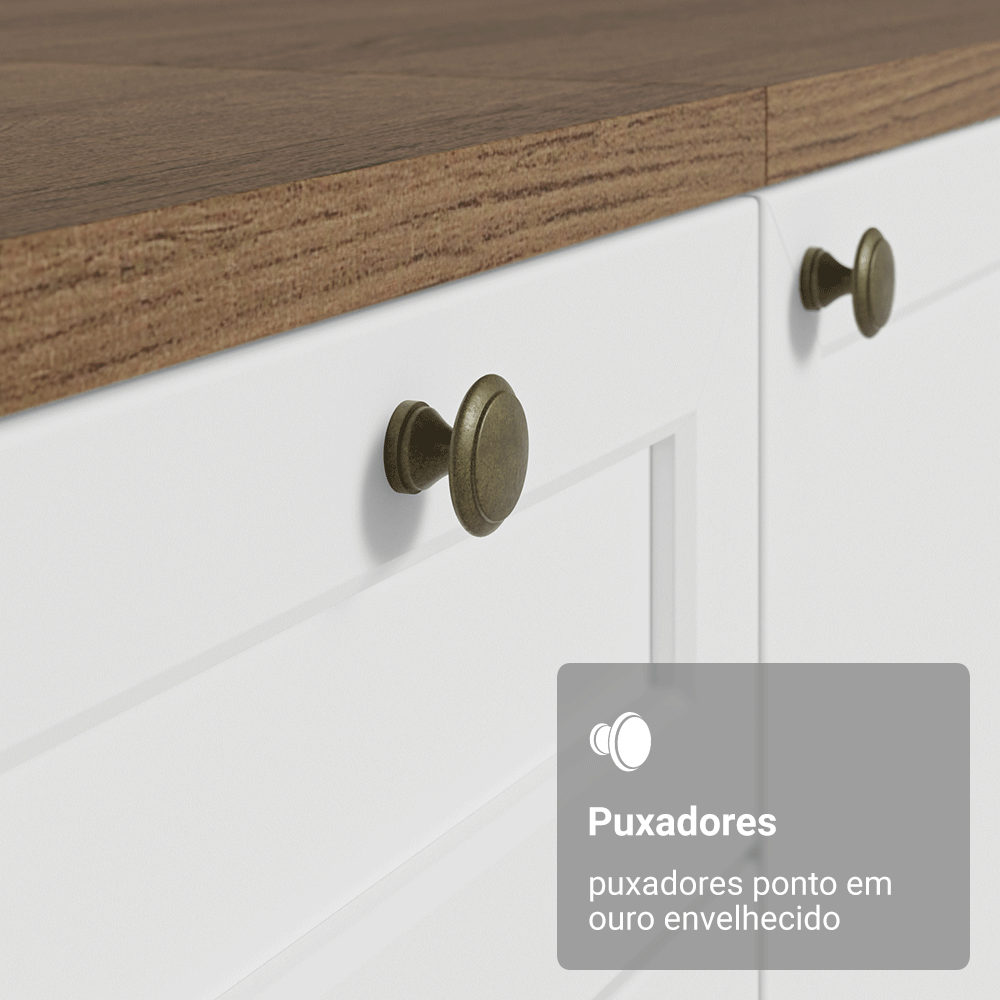 Encontraproduto.com.br - Balcão de Cozinha 40 x 60 cm 3 Gavetas (Com Tampo) Rustic/Branco Vik Madesa