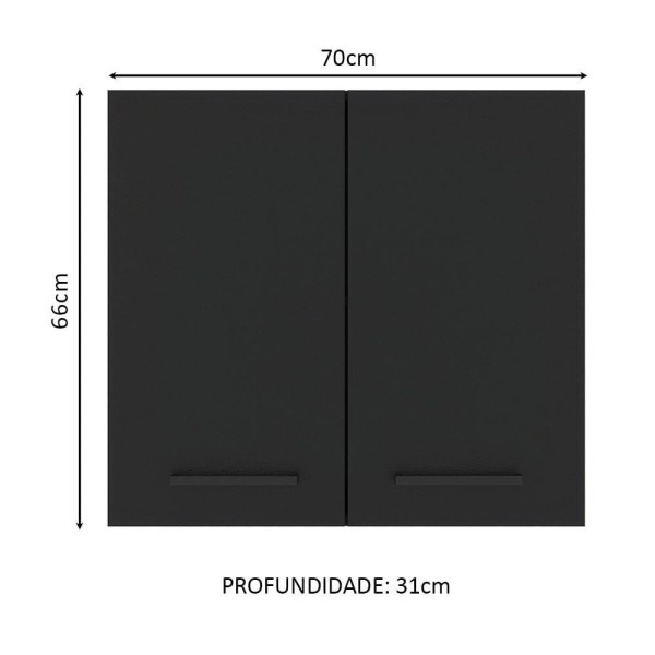 Encontraproduto.com.br - Armário Aéreo Madesa Agata 70 cm 2 Portas Branco/Preto
