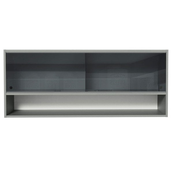 Encontraproduto.com.br - Armário Aéreo 2 Portas De Vidro Neutral E 1 Nicho Cinza