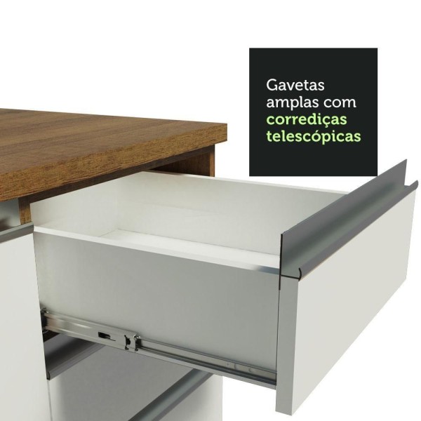 Encontraproduto.com.br - Balcão Gabinete de Pia Madesa Glamy 150 cm 2 Gavetas 2 Portas (Com Tampo) Rustic/Branco