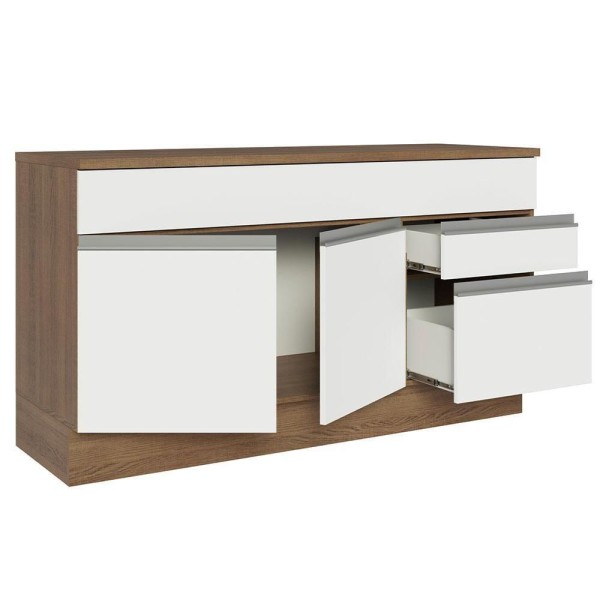 Encontraproduto.com.br - Balcão Gabinete de Pia Madesa Glamy 150 cm 2 Gavetas 2 Portas (Com Tampo) Rustic/Branco