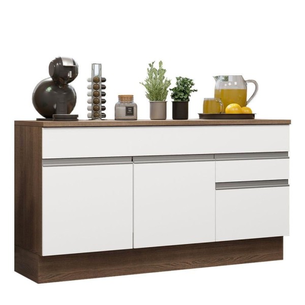 Encontraproduto.com.br - Balcão Gabinete de Pia Madesa Glamy 150 cm 2 Gavetas 2 Portas (Com Tampo) Rustic/Branco