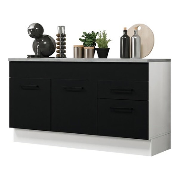 Encontraproduto.com.br - Balcão Gabinete de Pia Madesa Agata 150 cm 2 Gavetas 2 Portas (Com Tampo) Branco/Preto