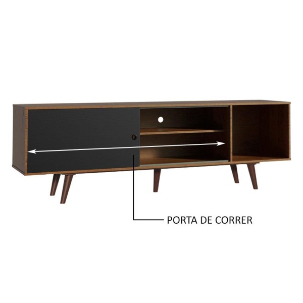 Encontraproduto.com.br - Rack Madesa Dubai para TV até 65 Polegadas com Pés - Rustic/Preto/Rustic