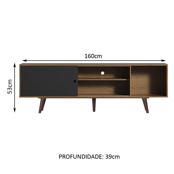 Encontraproduto.com.br - Rack Madesa Dubai para TV até 65 Polegadas com Pés - Rustic/Preto/Rustic
