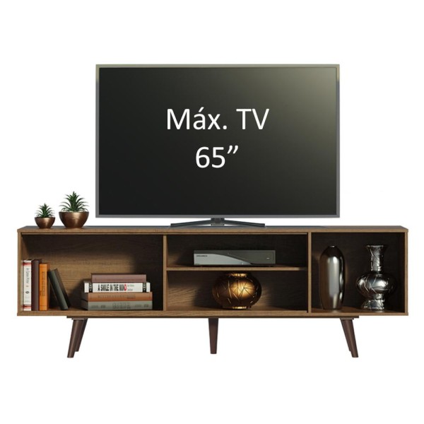 Encontraproduto.com.br - Rack Madesa Dubai para TV até 65 Polegadas com Pés - Rustic/Preto/Rustic