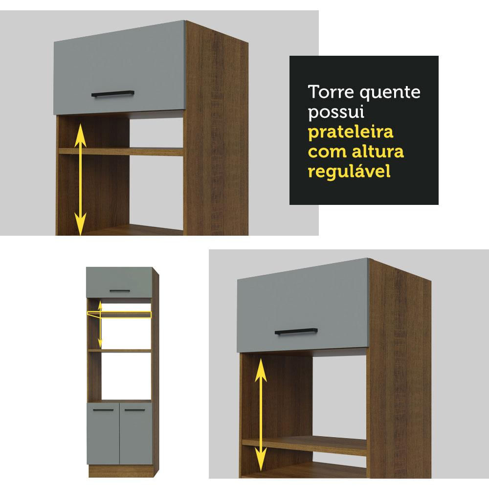 Armário de Cozinha Completa 310cm Rustic/Cinza Agata Madesa 02