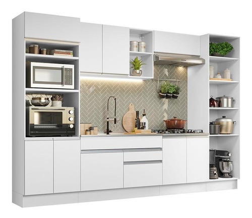 Armário de Cozinha Completa 330cm Branco Glamy Madesa 03