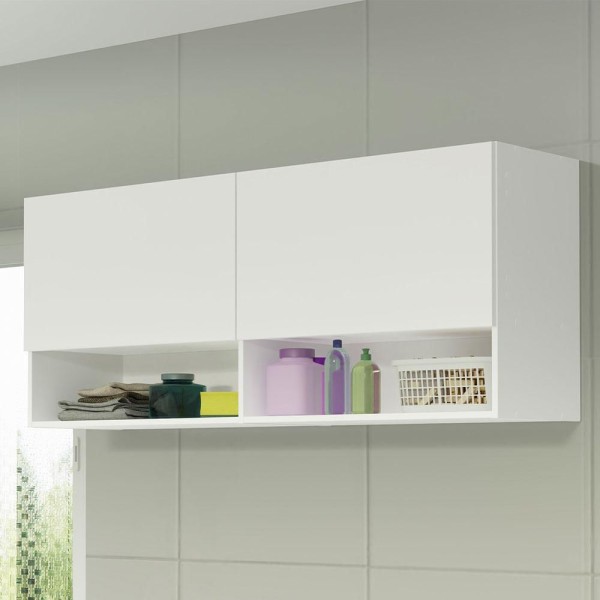 Encontraproduto.com.br - Kit Área De Serviço 120cm com Armário e Balcão Branco Madesa 01