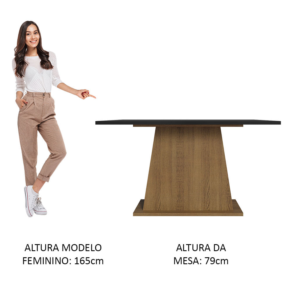Encontraproduto.com.br - Mesa de Jantar Retangular com Tampo de Madeira Rustic/Preto 5365 Madesa