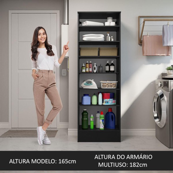 Encontraproduto.com.br - Armário Multiuso 60 Cm 1 Porta Madesa Preto