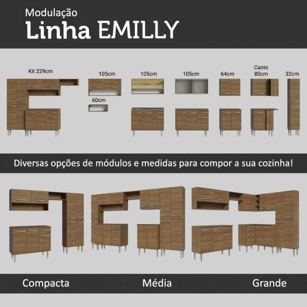 Encontraproduto.com.br - Armário Aéreo Com Nicho Aberto 60cm Rustic Emilly Madesa