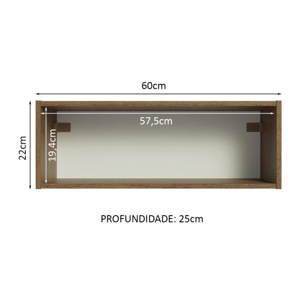 Encontraproduto.com.br - Armário Aéreo Com Nicho Aberto 60cm Rustic Emilly Madesa