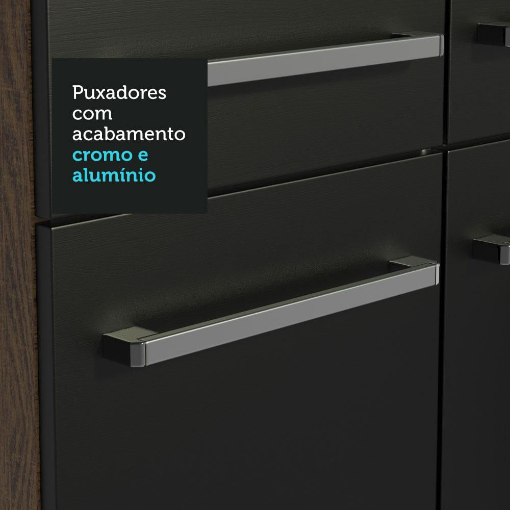 Armário de Cozinha Compacta 229cm com Pia Rustic/Preto Emilly Madesa 10