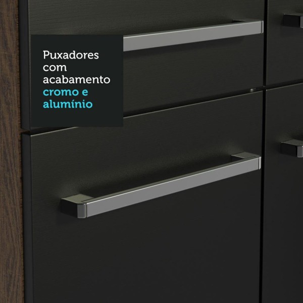 Encontraproduto.com.br - Armário de Cozinha Compacta 229cm com Pia Rustic/Preto Emilly Madesa 11
