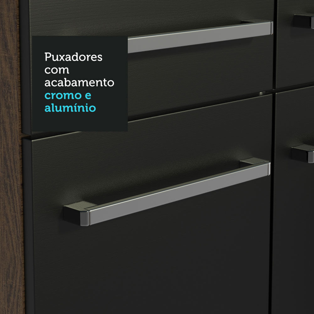 Encontraproduto.com.br - Armário de Cozinha Completa 293cm com Pia Rustic/Preto Emilly Madesa 09