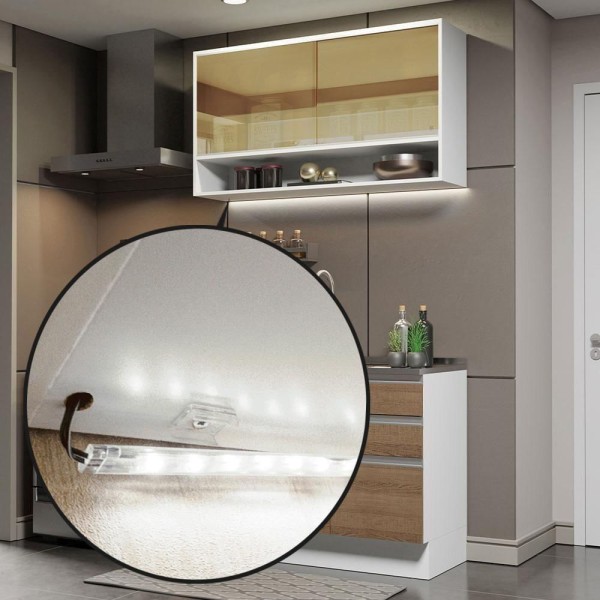 Encontraproduto.com.br - Luminária Barra com Fita de LED 115cm para Cozinhas Madesa