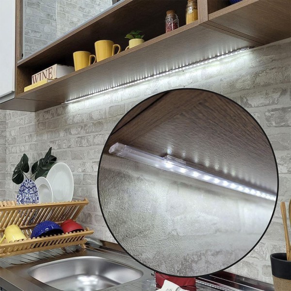 Encontraproduto.com.br - Luminária Barra com Fita de LED 115cm para Cozinhas Madesa