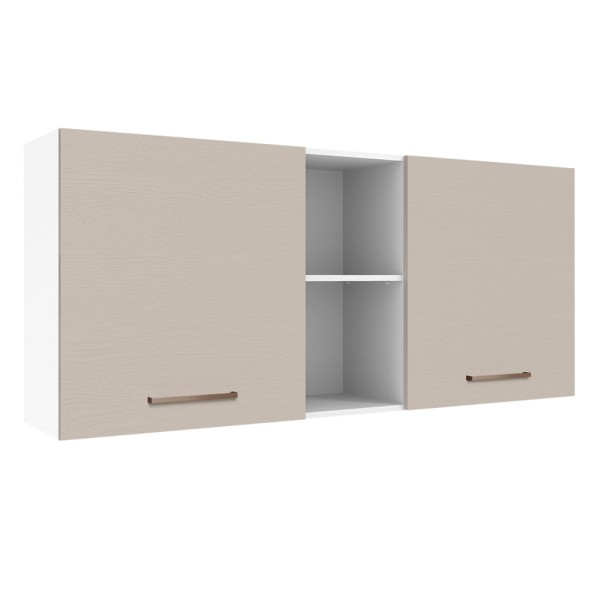 Armário Aéreo 150 cm 2 Portas e 2 Nichos Branco/Crema Agata Madesa