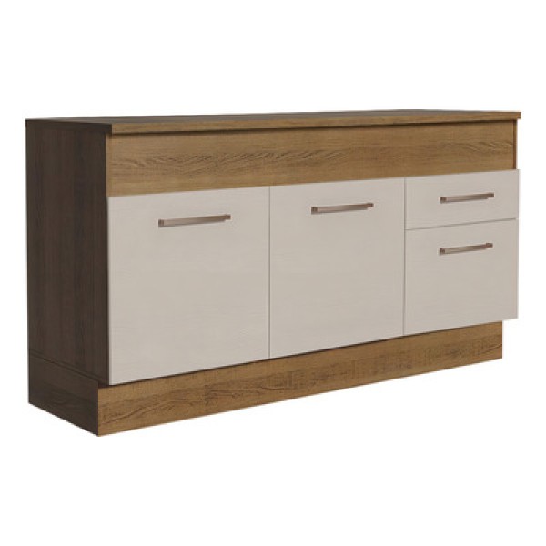 Balcão de Pia 150 cm 2 Portas e 2 Gavetas (Com Tampo) Rustic/Crema Agata Madesa